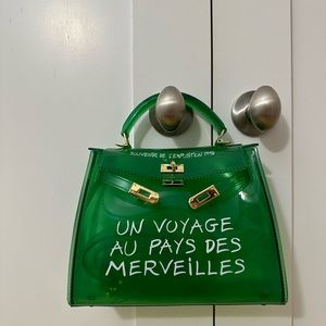 Green rubber bag with a strap